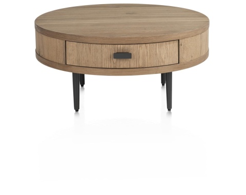 Stolik Kawowy ZADE Okrągły Ø 75 cm, fornir dębowy Dune, 1 szuflada Stolik Kawowy ZADE Okrągły Ø 75 cm, fornir dębowy Dune, 1 szuflada