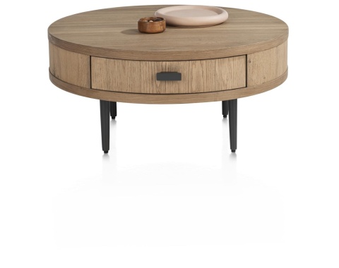 Stolik Kawowy ZADE Okrągły Ø 75 cm, fornir dębowy Dune, 1 szuflada Stolik Kawowy ZADE Okrągły Ø 75 cm, fornir dębowy Dune, 1 szuflada
