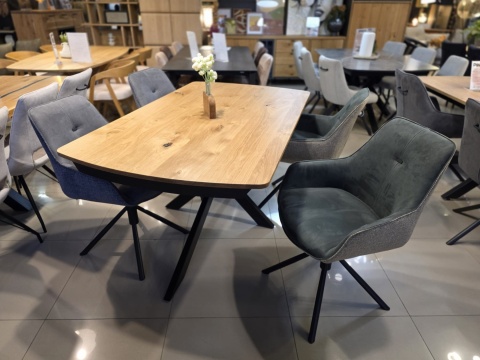 [R] Stół industrialny rozkładany ASPEN 170-230 cm, blat lity dąb, noga pająk