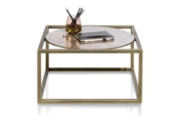 (R) Stolik Kawowy Glamour MONDELO CALACATTA GOLD 60x60 cm ze Złotą Podstawą