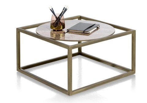 (R) Stolik Kawowy Glamour MONDELO CALACATTA GOLD 60x60 cm ze Złotą Podstawą (R) Stolik Kawowy Glamour MONDELO CALACATTA GOLD 60x60 cm ze Złotą Podstawą