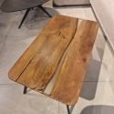 Stolik Kawowy z Litego Drewna Orzechowego z Żywicą Epoksydową 90x50 cm