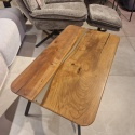 Stolik Kawowy z Litego Drewna Orzechowego z Żywicą Epoksydową 90x50 cm