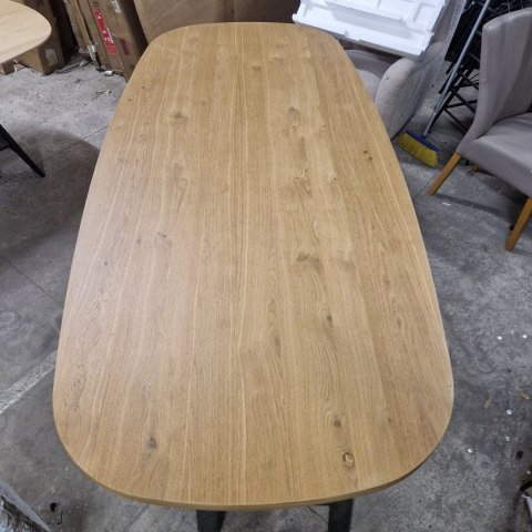 [M] Henders & Hazel Stół Jadalniany Owalny Metalox/ Nyborg 240x110 cm, Centralna Noga Metalowa, Fornir Dąb Naturalny