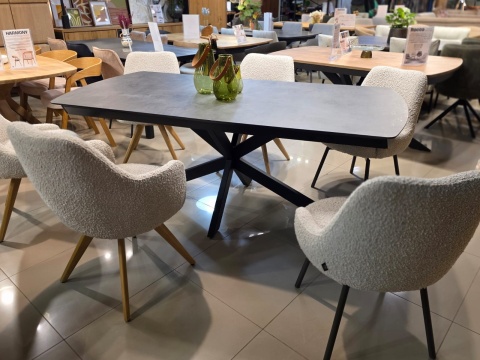 [M, od ręki DEFEKT#3] Największy stół rozkładany Pavalon 200-278x100 cm na centralnej nodze, blat Primo (HPL), kolor antracyt