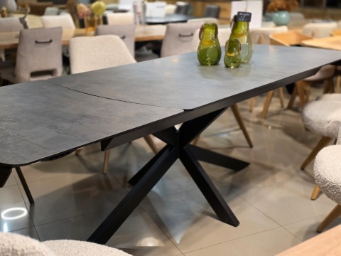 Największy stół rozkładany Pavalon 200-278x100 cm na centralnej nodze, blat Primo Laminato (HPL), kolor antracyt