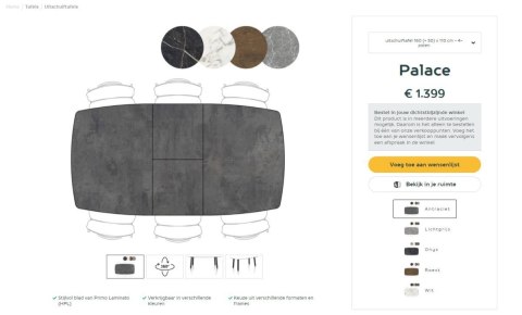 [M, od ręki defekt #1] ANTRACYT Stół rozkładany Henders& Hazel Palace 160 + 50 x 110 cm antracyt klasyczne 4 nogi