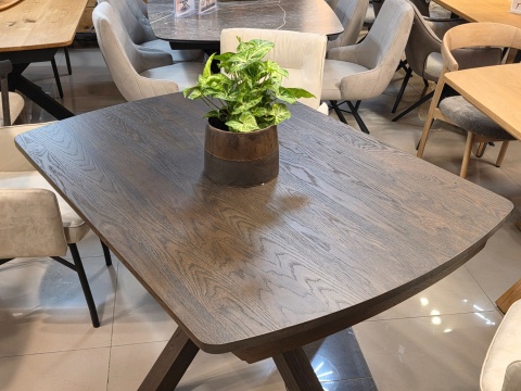 (R, od ręki) Stół rozkładany Henders & Hazel Nyon 140-190x100 cm, fornir dębowy, kolor Bazalt