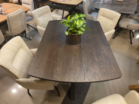 (R, od ręki) Stół rozkładany Henders & Hazel Nyon 140-190x100 cm, fornir dębowy, kolor Bazalt