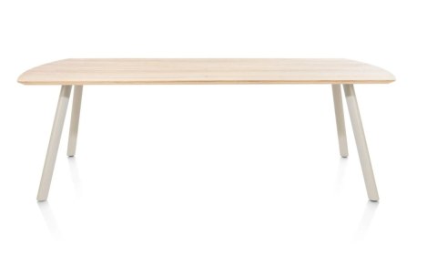 Stół do jadalni NIORA 240x100 cm, blat fornir dębowy naturalny, nogi metalowe Silk Grey