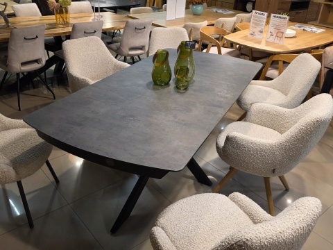 [T, od ręki DEFEKT#2] Największy stół rozkładany Pavalon 200-278x100 cm na centralnej nodze, blat Primo (HPL), kolor antracyt