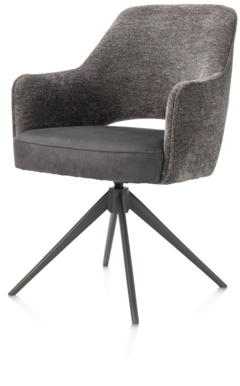 [na zamówienie] Happy@Home Fotel Jadalniany Obrotowy Brad (Antracyt, Mikrofibra Calabria & Szenila Enzo)