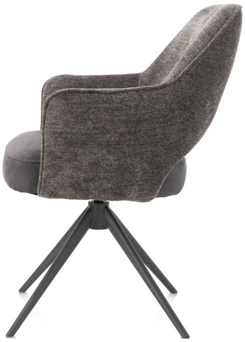 [na zamówienie] Happy@Home Fotel Jadalniany Obrotowy Brad (Antracyt, Mikrofibra Calabria & Szenila Enzo)