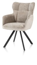 [na zamówienie] Krzesło Jadalniane Obrotowe Joah Habufa (4 Nóżki, Tapicerka Mikrofibra Calabria Champagne/Szenila Enzo)