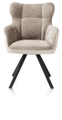 [na zamówienie] Krzesło Jadalniane Obrotowe Joah Habufa (4 Nóżki, Tapicerka Mikrofibra Calabria Champagne/Szenila Enzo)
