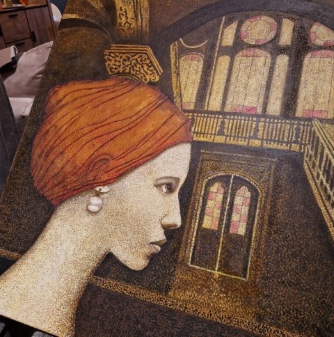 Duży obraz "Strażniczka Wspomnień" S. Biedroń 100x80 cm