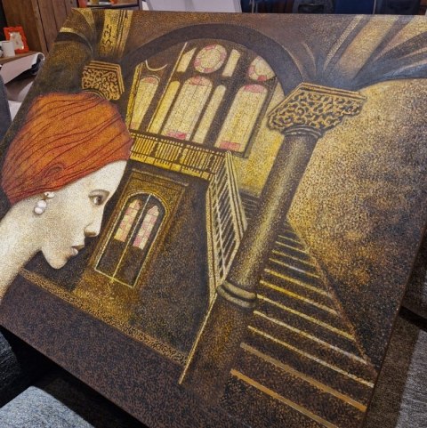 Duży obraz "Strażniczka Wspomnień" S. Biedroń 100x80 cm