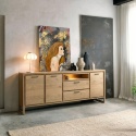 Komoda Henders& Hazel NYSTEAD z oświetleniem LED, dąb Dune Natural / lak platynowy
