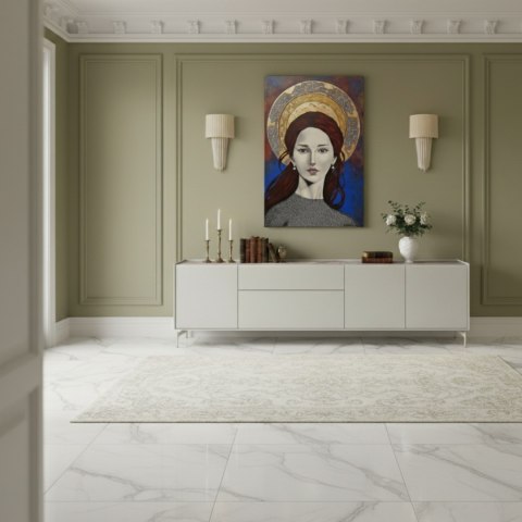 Obraz Akrylowy „Czerwona Aureola" (Modern Icon), 80x120 cm, Na Płótnie