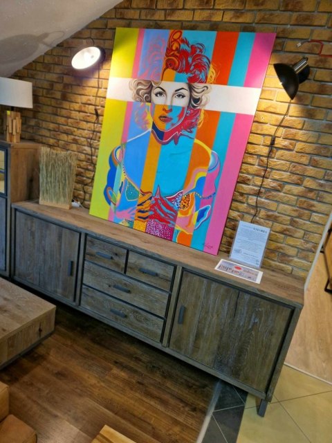 Obraz Akrylowy na Płótnie "Ikona Pop-Artu" - Fragmentaryczny Portret 120x140 cm