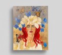 Obraz Ręcznie Malowany "Motyla Aura" - Kobieta w Kwiatach 58x78 cm