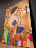 Obraz Ręcznie Malowany "Złota Muza" - Inspirowany Klimtem 100x140 cm