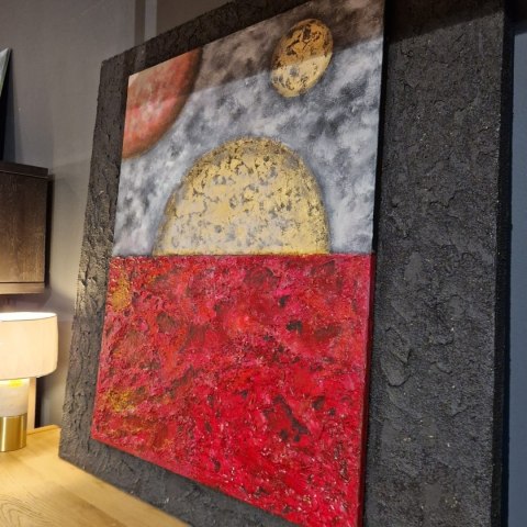 Obraz na Sklejce "Planety 3D" 120x120 cm - Autorska Technika Fakturowa