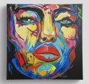 Obraz Akrylowy na Płótnie "Barwne Oblicze" – Ekspresyjny Portret 120x110 cm