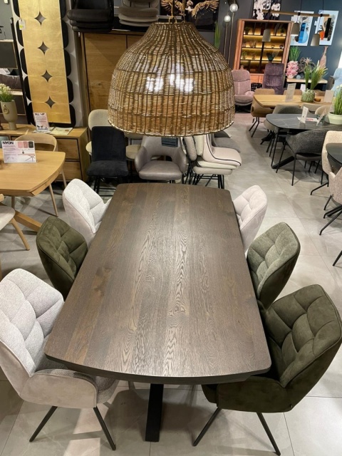 [K, od ręki} Stół rozkładany Henders & Hazel Nyon 200-280x100 cm, fornir dębowy, kolor Bazalt/ noga metalowa