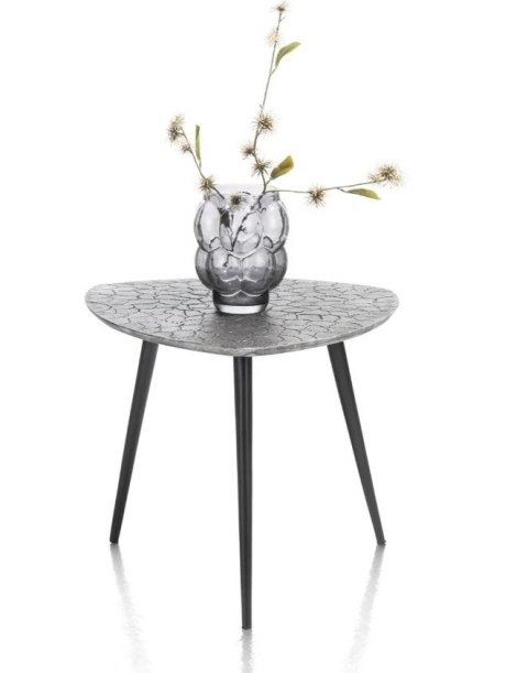 Stolik Boczny/Pomocniczy DORVAL, Metalowy Srebrny, Blat Teksturowany - Henders & Hazel (1671861)