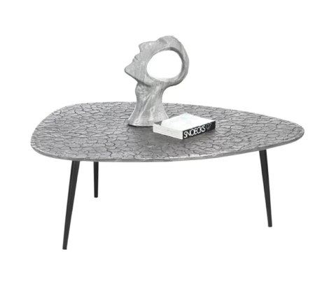 Stolik Kawowy DORVAL, Kształt Organiczny 105x82 cm, Blat Antique Silver, Nogi Czarne - Henders & Hazel