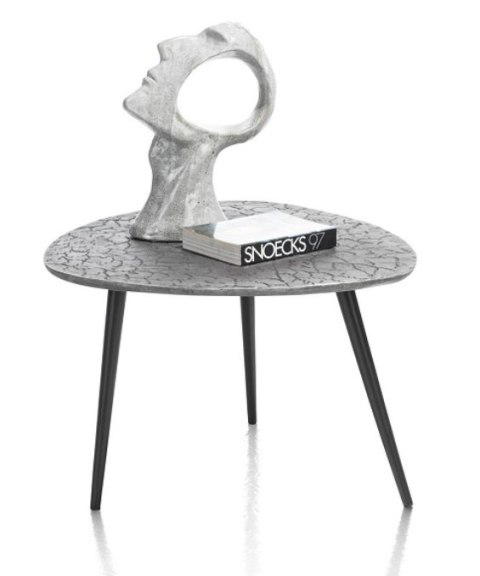 Stolik Kawowy/Pomocniczy DORVAL, Blat Trójkątny, Metal Srebrny Teksturowany - Henders & Hazel (90204235)