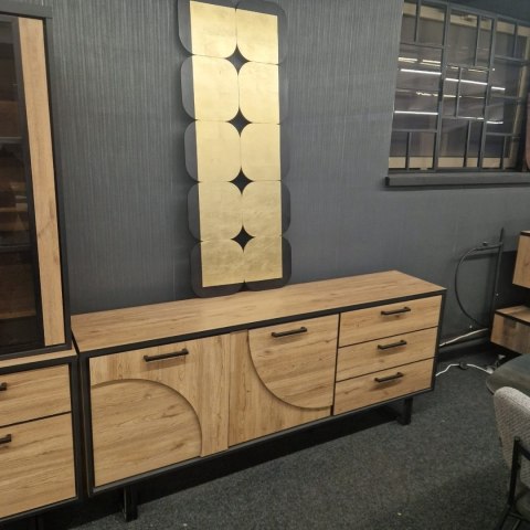 (T, defekt) Komoda H&H AVALON/ Avalox 200 cm natural LED VINTAGE OAK