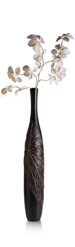 [na zamówienie] Wazon Dekoracyjny Podłogowy FAYE 107 cm, Struktura Liści, Polyresin Czarny - Coco Maison (50035-ZWA)