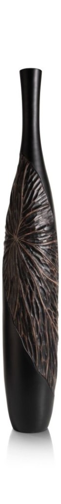 [na zamówienie] Wazon Dekoracyjny Podłogowy FAYE 107 cm, Struktura Liści, Polyresin Czarny - Coco Maison (50035-ZWA)
