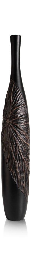 [na zamówienie] Wazon Dekoracyjny Podłogowy FAYE 107 cm, Struktura Liści, Polyresin Czarny - Coco Maison (50035-ZWA)