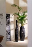 [na zamówienie] Wazon Dekoracyjny Podłogowy FAYE 107 cm, Struktura Liści, Polyresin Czarny - Coco Maison (50035-ZWA)