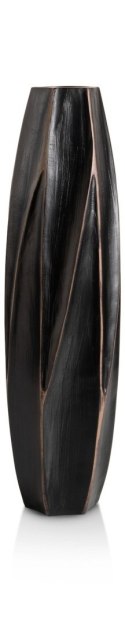 [na zamówienie] Wazon MERLE 52 cm, Prostokątny, Struktura Linearna, Polyresin Czarny - Coco Maison (50029-ZWA)
