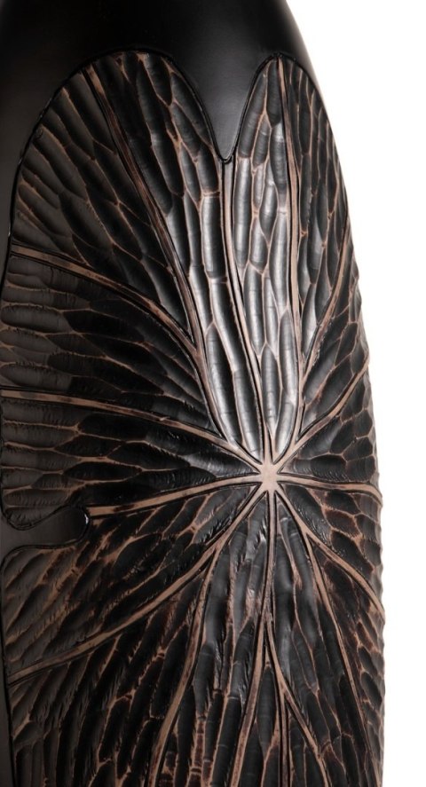 [na zamówienie] Wazon Podłogowy FAYE 75 cm, Szeroki, Struktura Liści, Polyresin Czarny - Coco Maison (50036-ZWA)