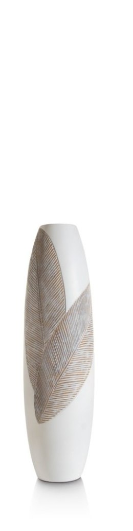 [na zamówienie] Wazon Podłogowy JOLIE 78 cm, Polyresin Biały, Rzeźbiony Motyw Roślinny - Coco Maison (50030-WIT)