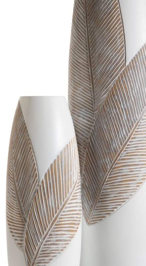 [na zamówienie] Wazon Podłogowy JOLIE 78 cm, Polyresin Biały, Rzeźbiony Motyw Roślinny - Coco Maison (50030-WIT)