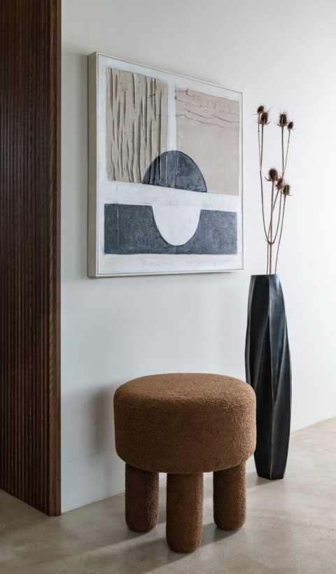 [na zamówienie] Wazon Podłogowy MERLE 63 cm, Prostokątny, Struktura Linearna, Polyresin Czarny - Coco Maison (50028-ZWA)