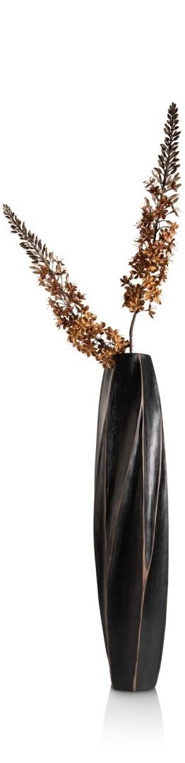 [na zamówienie] Wazon Podłogowy MERLE 81 cm, Prostokątny, Struktura Linearna, Polyresin Czarny - Coco Maison (50027-ZWA)