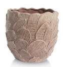 Donica Ceramiczna Jule 40 cm - Fioletowo-Różowa z Reliefem Liści | Coco Maison