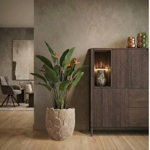 Donica Ceramiczna Jule 40 cm - Fioletowo-Różowa z Reliefem Liści | Coco Maison