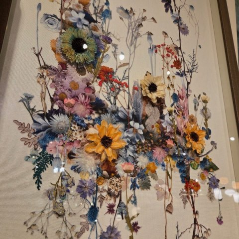 Obraz 3D Fairy Garden 50x104 cm - Suszone Kwiaty w Drewnianej Ramie | Coco Maison