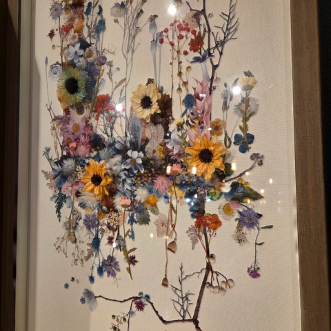 Obraz 3D Fairy Garden 50x104 cm - Suszone Kwiaty w Drewnianej Ramie | Coco Maison