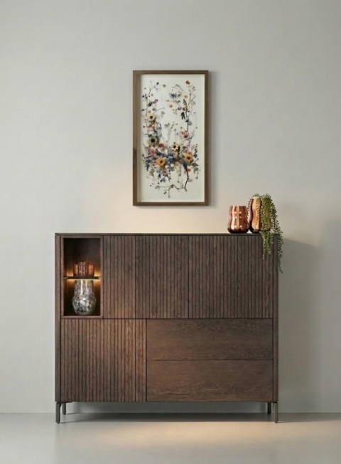 Obraz 3D Fairy Garden 50x104 cm - Suszone Kwiaty w Drewnianej Ramie | Coco Maison