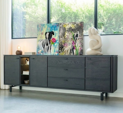 Obraz Ręcznie Malowany "Kwiatowa Błogość" - Chart w Mieczykach 40x50 cm