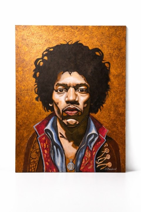 Obraz Ręcznie Malowany na Desce "Voodoo Child" - Jimi Hendrix 103 x 140 cm